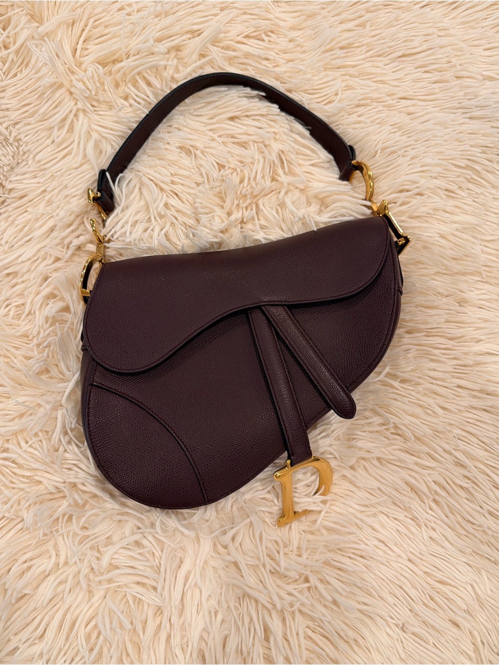Dior Saddle Shoulder Bag in Dark Brown with Gold Hardware